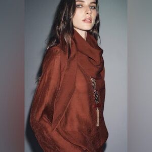 Zara FLOWY BLOUSE WITH MULTI-POSITION SCARF ZW COLLECTION